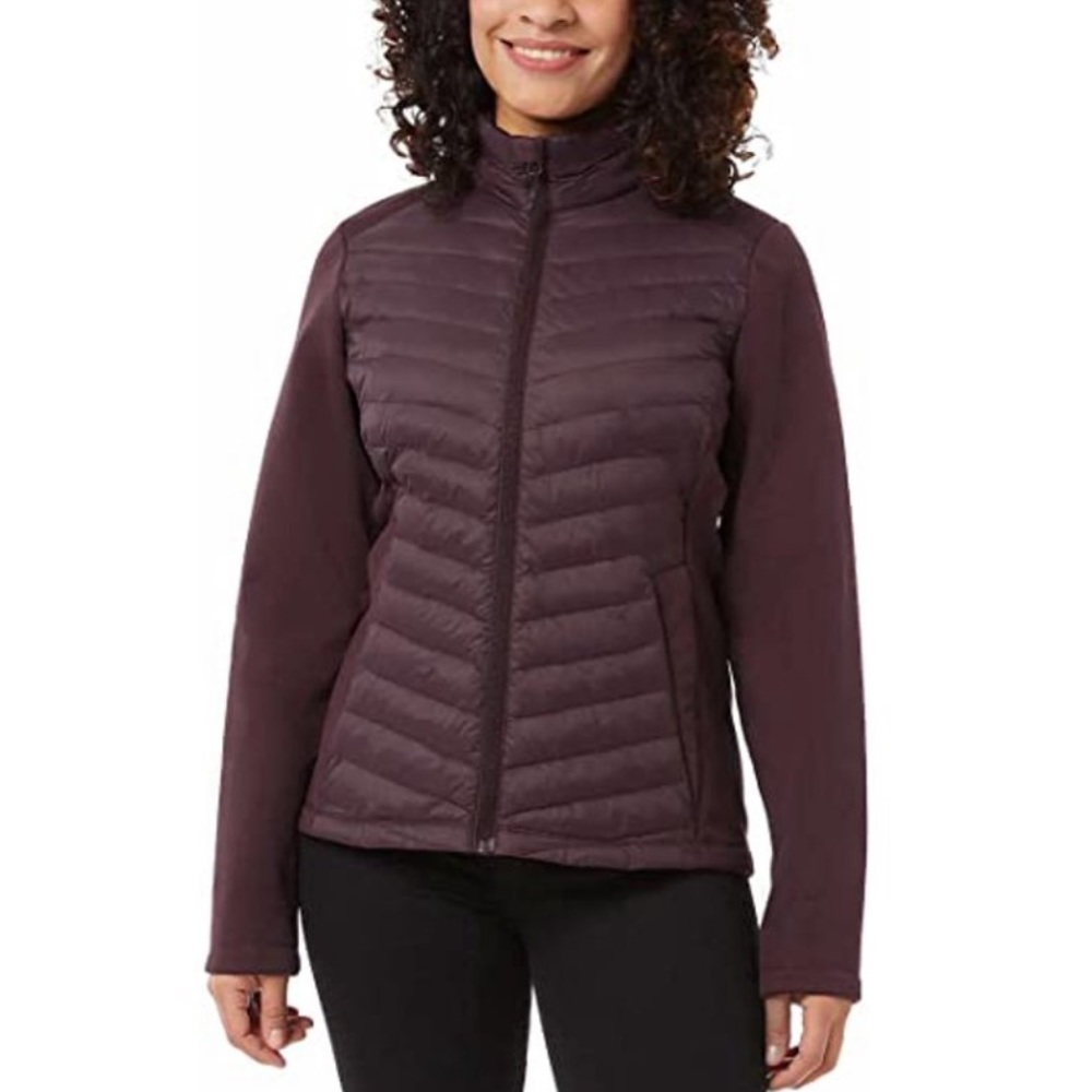 NEW 32 Degrees Women’s Quilted Mixed Media Lightweight Puffer Plum Jacket, XS